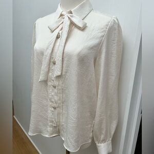 Zara Cream Bow Tie Blouse